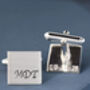 Sterling Silver Monogram Cufflinks. Personalised Wedding Cufflinks, thumbnail 1 of 12