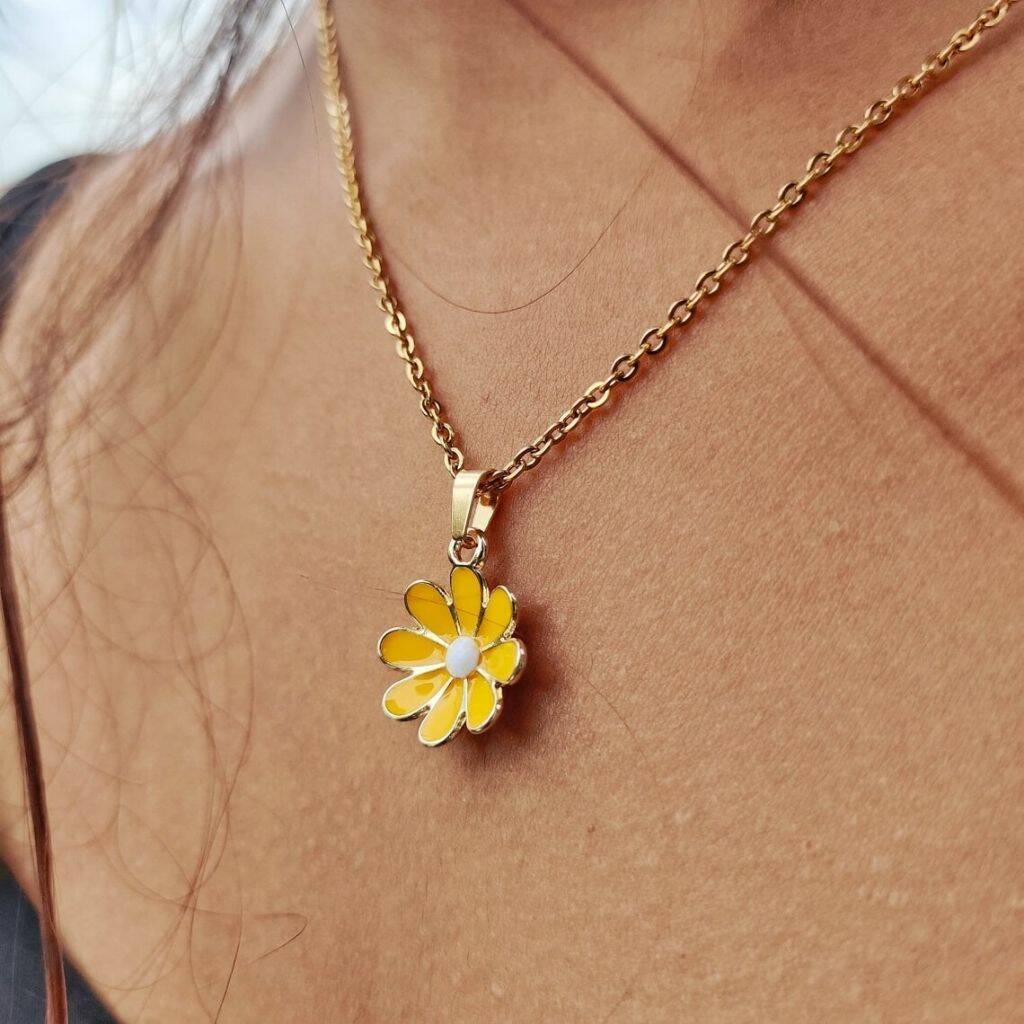 Boho Daisey Colourful Sun Flower Floral Charm Necklace, 1 of 4