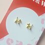 Gold Tone Balloon Dog Stud Earrings, thumbnail 2 of 4