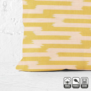 Geometric Yellow Handwoven Ikat Cushion Cover, 5 of 6