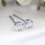 Mini Sterling Silver Candy Pink Opal Stud Earrings, thumbnail 4 of 12