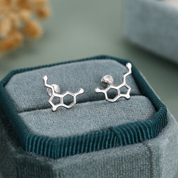 Sterling Silver Serotonin Molecule 16 G Flat Back Labret Earrings, 5 of 12