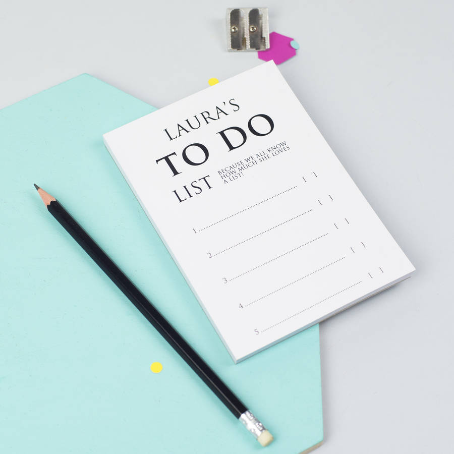 Personalised A6 Classic To Do List Notepad By XOXO