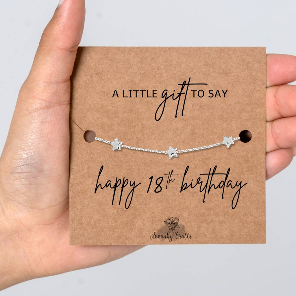 18th Birthday For Her With Gold Plated Or Silver Plated Star Bracelet And Card, 1 of 10
