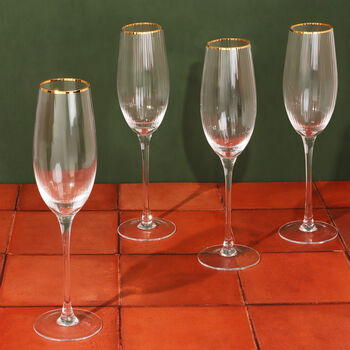 G Decor Set Of Four Aurora Champagne Flutes Glasses, 2 of 6