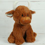 Highland Brown Cow Daddy And Baby Cuddly Toy Set, thumbnail 3 of 7