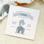 Safari Birth Details Balloons Newborn Card Blue, thumbnail 1 of 8