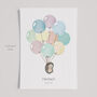 Personalised Kid's Bright Pastel Balloon Bunch Picture, thumbnail 4 of 7