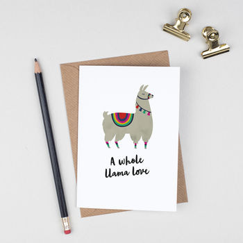 Llama Funny Valentine's Card 'A Whole Llama Love', 3 of 3