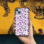 iPhone Case Purple Leopard Print Personalised 13 14 15, thumbnail 1 of 2