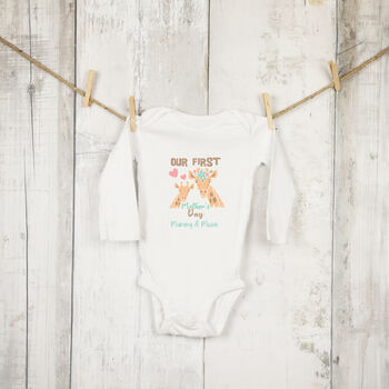 First Mother's Day Personalised Giraffe Babygrow, 2 of 8