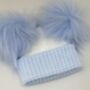 Baby Blue And White Striped Newborn Pom Pom Baby Hat, thumbnail 5 of 7