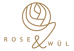 Rose & Wül logo with gold writing on a white background