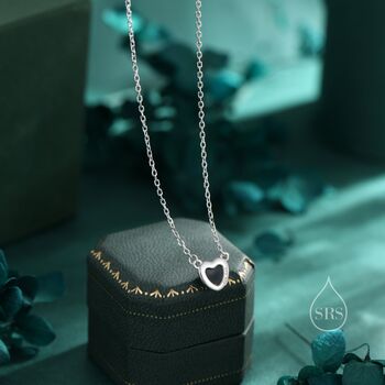 Sterling Silver Genuine Black Onyx Heart Pendant Necklace, 5 of 12