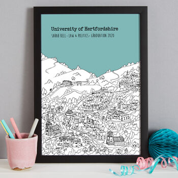 Personalised Hertfordshire Graduation Gift Print, 2 of 9