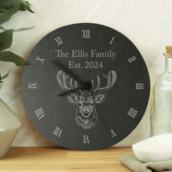 Personalised Stag Slate Clock, 2 of 3