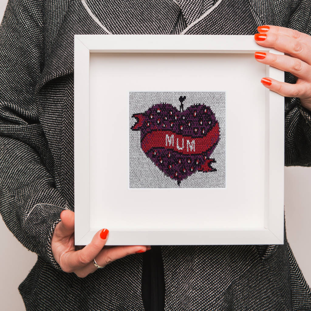 Mum Heart Tattoo Knitted Artwork, 1 of 5
