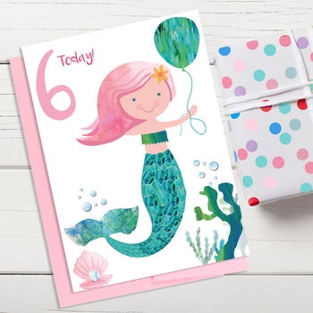 Age Six Mermaid Birthday Card, 2 of 2
