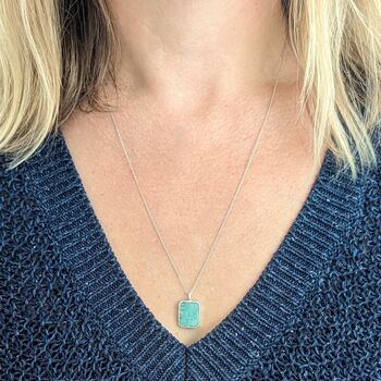 The Rectangle Amazonite Necklace, Silver, 4 of 9