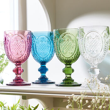 Four Luxury Embossed Wine Glasses, 3 of 5