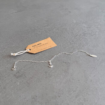 Anchor Charm Sterling Silver Bracelet, 11 of 12