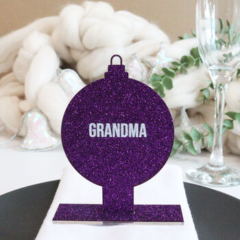 Personalised Purple Bauble Christmas Place Setting, 4 of 7