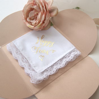 Ladies Wedding Gift Handkerchief Happy Tears, 3 of 8