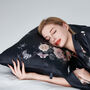 Silk Sleep Giftset Fleur Japonaise Midnight Blue Luxury Pillowcase Eye Mask And Scrunchie, thumbnail 3 of 11