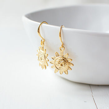 Gold Plated Sun Earrings, 4 of 4