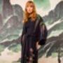 Wisteria And Chrysanthemum Black And Pink Embroidered Long Kimono, thumbnail 7 of 12