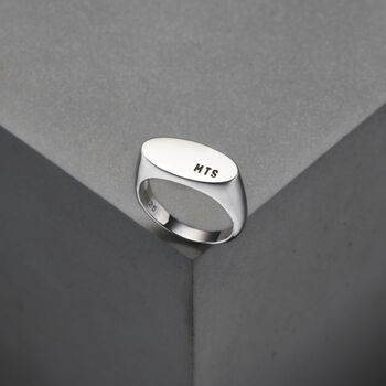 Men's Personalised Oval Signet Ring, 3 of 6