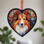 Rough Collie Stained Glass Effect Heart Suncatcher, thumbnail 3 of 5