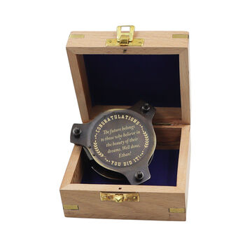 Personalised Three Inch Gunmetal Sundial Compass Graduation Gift, 3 of 12