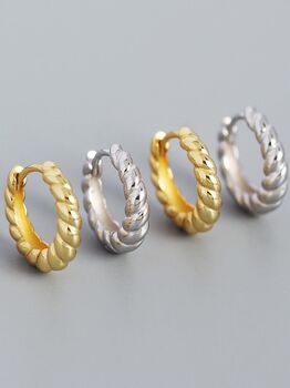 Gold Or Silver Minimalist Huggie Hoop Earrings, 2 of 12