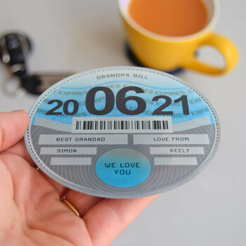 Personalised Tax Disc Coaster For Dad, 5 of 5