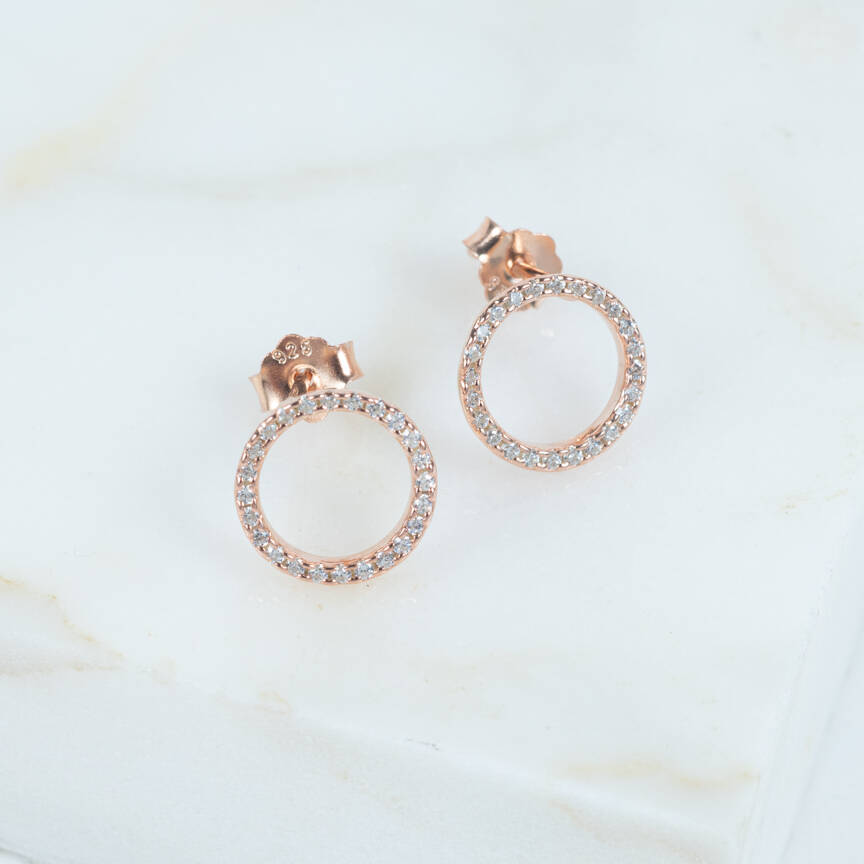 Chora Rose Gold Plated And Cubic Zirconia Earrings, 1 of 4