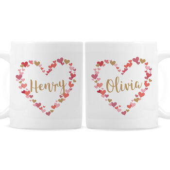 Personalised Confetti Hearts Couples Wedding Mug Set, 5 of 5