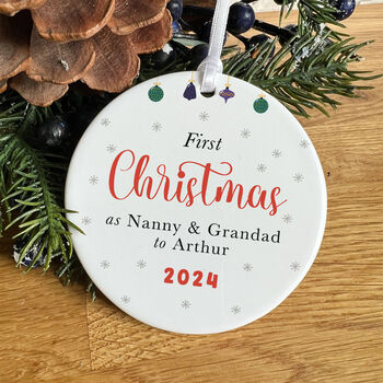Personalised First Christmas As Nanny And Grandad Gift Ornament, 7 of 7