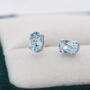 Natural Blue Topaz Stud Earrings Sterling Silver, thumbnail 3 of 11