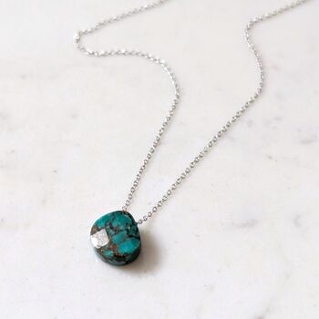 Turquoise Teardrop Birthstone Necklace, Silver, 4 of 6