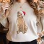 Personalised Staffie Christmas Jumper With Santa Hat, thumbnail 1 of 12