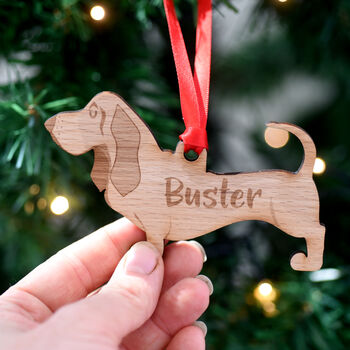 Basset Hound Personalised Dog Wooden Decoration, 6 of 6
