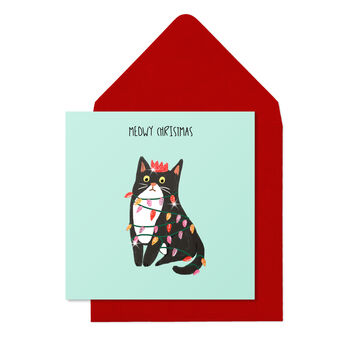 Christmas Cat Wrapped In Lights Pack Of 10 Cards, 2 of 3