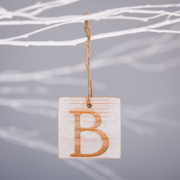 Personalised White Wooden Letter Hanging Decoration, 5 of 5