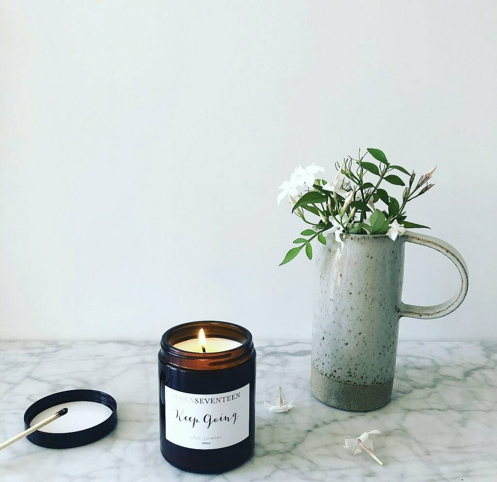 'Keep Going' White Jasmine Scented Candle By SevenSeventeen