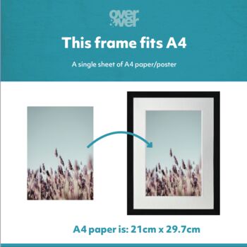 Handmade Black Wooden Picture Frame With Mount For A4, 2 of 8