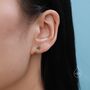 Sterling Silver Cz Trio Flower Threader Earrings, thumbnail 8 of 11