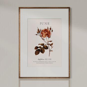 Birth Flower Wall Print 'Rose' For June, 6 of 9