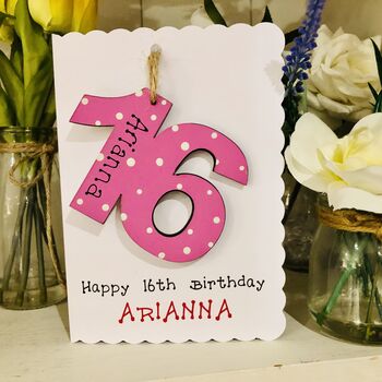 Personalised 16th Birthday Card Wooden Number Gift, 2 of 5