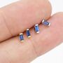 Sapphire Blue Tiny Baguette Cz Stud Earrings, thumbnail 3 of 9